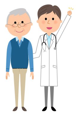 Beyaz önlük, hasta/illüstrasyon insan ve hasta beyaz palto giyen erkek.