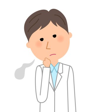 Erkek beyaz ceket, iç çekme/Sighs Beyaz önlük erkek gösteren bir örnek bulunmaktadır.