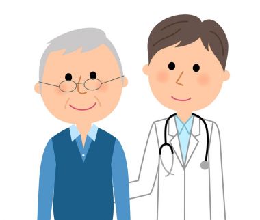 Beyaz önlük, hasta/illüstrasyon insan ve hasta beyaz palto giyen erkek.