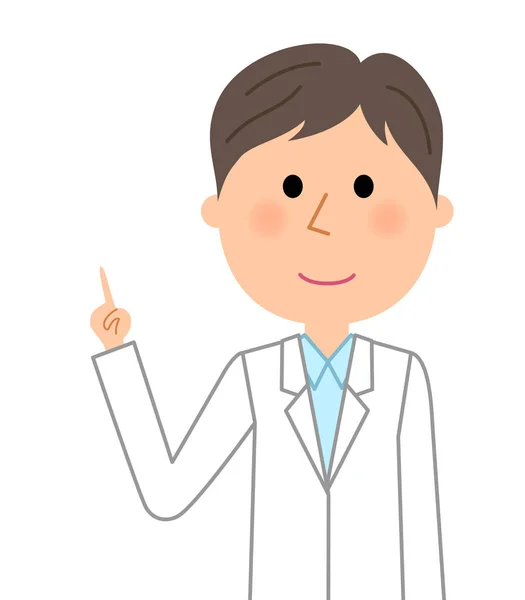 The male of the white coat,Finger pointing — Stock Vector