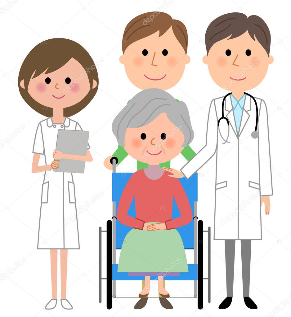 Doctor, nurse and patient/Illustrations of doctors, nurses and patients.