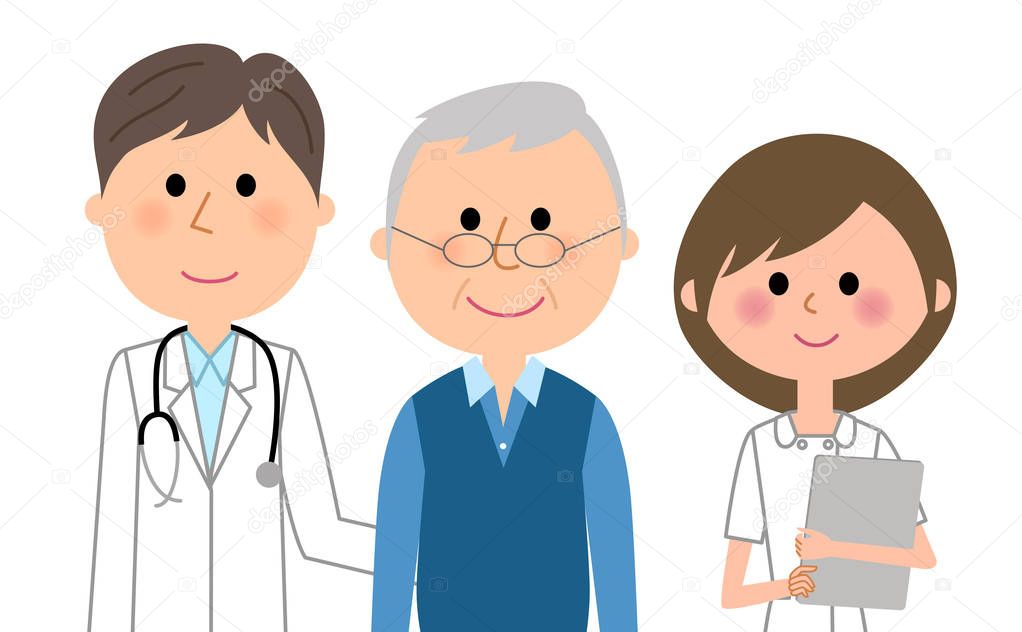 Doctor, nurse and patient/Illustrations of doctors, nurses and patients.