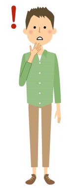 Genç adam, baba, sürpriz/şaşırmış bir genç adam gösteren resim.