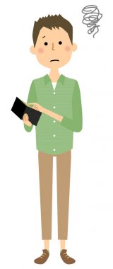 Genç adam, baba, Im kırdı / genç adamın para eksikliği bir örnektir.