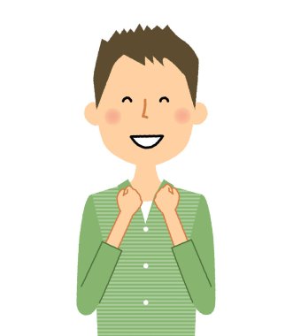 Genç adam, baba, memnun / memnun olan genç bir adam bir örnektir.