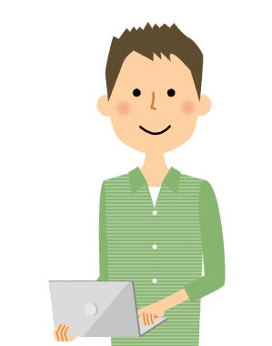 Genç adam, baba, dizüstü bilgisayar / dizüstü bilgisayar ile bir genç adam bir örnektir.