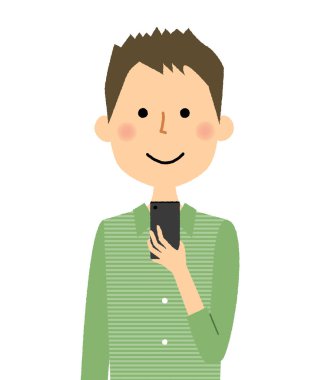 Genç adam, baba, telefon / bir genç adam telefon faaliyet gösteren resim.