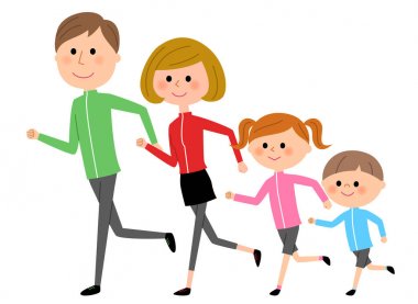 Aile, bir aile koşu, Jogging/illüstrasyon.