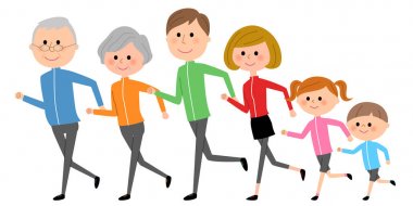 Aile, bir aile koşu, Jogging/illüstrasyon.
