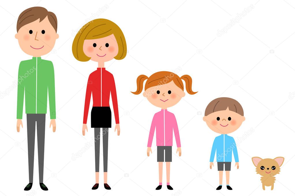 Family,  Sportswear/Illustration of family wearing sportswear.