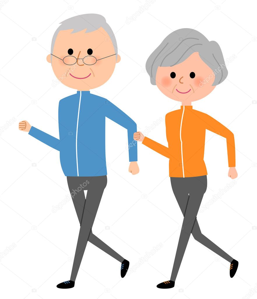 Elderly couple, Walking/It is an illustration of an elderly couple who walks.