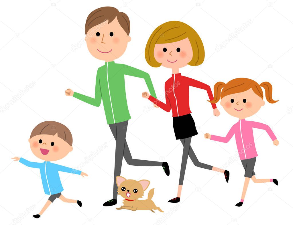 Family, Jogging/Illustration of a family jogging.