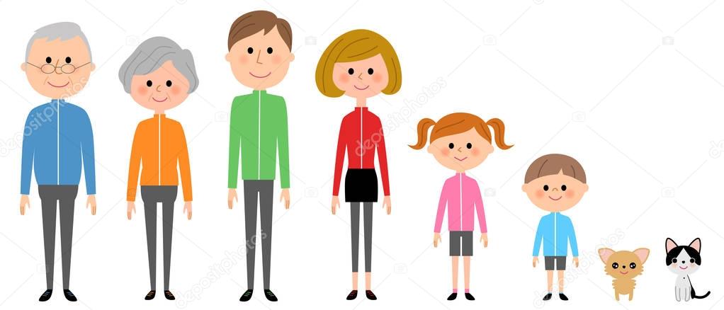 Family,  Sportswear/Illustration of family wearing sportswear.