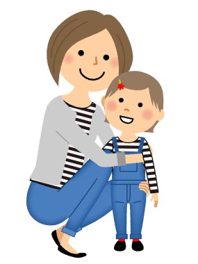 Anneler ve kızları giyim eşleşen / eşleşen elbiseler giyen bir kızı ve bir anne gösteren bir örnek bulunmaktadır.