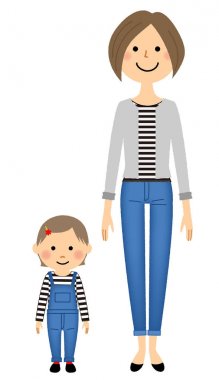 Anneler ve kızları giyim eşleşen / eşleşen elbiseler giyen bir kızı ve bir anne gösteren bir örnek bulunmaktadır.