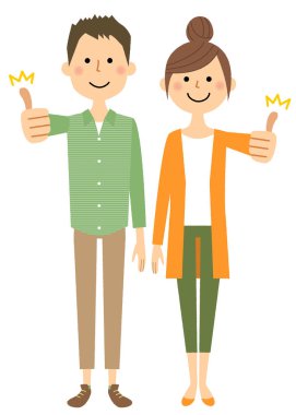 Genç çift, başparmak yukarı / thumbs up genç bir çift bir örnektir.