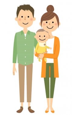 Genç çift ve bebek / bebek ve genç bir çift gösteren bir örnek bulunmaktadır.