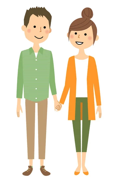 Junges Paar Halte Händchen Ist Eine Illustration Eines Jungen Paares — Stockvektor