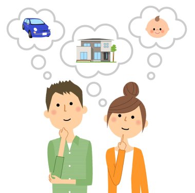 Genç çift, hayat planı/örnek bir yaşam planı yapan genç bir çift.