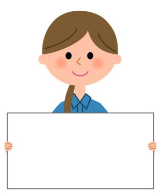 Kadın işçi, bir kadın işçinin bir beyaz tahta ile beyaz tahta/illüstrasyon.