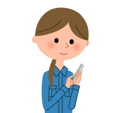 Kadın işçi, akıllı telefon / akıllı telefon çalışır bir kadın işçinin gösteren bir örnek bulunmaktadır.