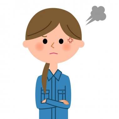 Female worker, Anger/Illustration of an angry female worker. clipart