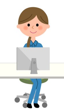 Kadın işçi, Pc / bir kişisel bilgisayar çalışır bir kadın işçinin gösteren bir örnek bulunmaktadır.