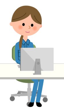 Kadın işçi, Pc / bir kişisel bilgisayar çalışır bir kadın işçinin gösteren bir örnek bulunmaktadır.