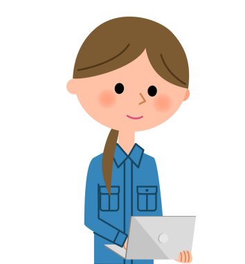 Kadın işçi, dizüstü bilgisayar/dizüstü bilgisayar ile bir kadın işçi gösterimi.