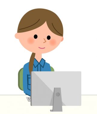 Kadın işçi, Pc / bir kişisel bilgisayar çalışır bir kadın işçinin gösteren bir örnek bulunmaktadır.