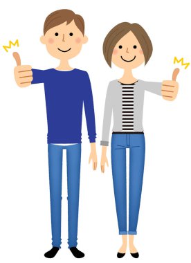 Genç çift, başparmak yukarı / thumbs up genç bir çift bir örnektir.