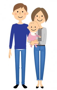 Genç çift ve bebek / bebek ve genç bir çift gösteren bir örnek bulunmaktadır.