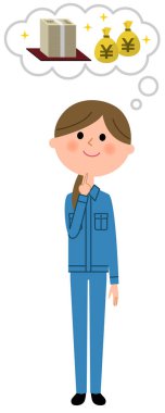 Kadın işçi, büyük bir bedel / bir sürü para hayal bir kadın işçinin gösteren bir örnek bulunmaktadır.