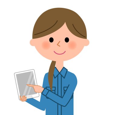 Kadın işçi, Tablet/illüstrasyon kadın bir işçinin bir tablet ile.