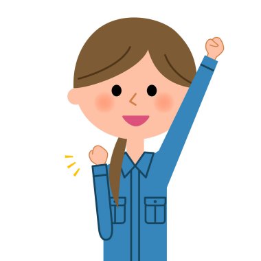 Kadın işçi, zafer Duraklat / zafer pozu gerçekleştiren bir kadın işçinin gösteren bir örnek bulunmaktadır.