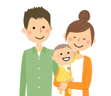 Genç çift ve bebek / bebek ve genç bir çift gösteren bir örnek bulunmaktadır.