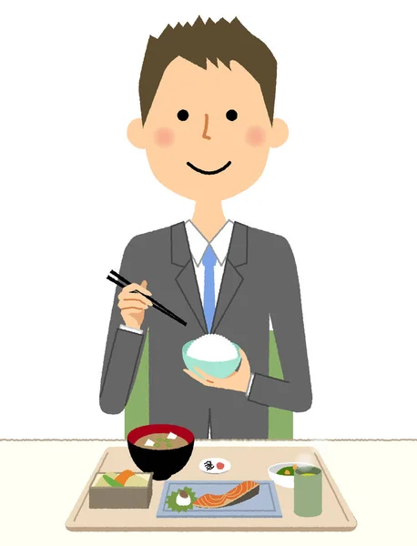 Biznesmen Aby Jeść Ilustracja Biznesmena Jedzenia — Wektor stockowy