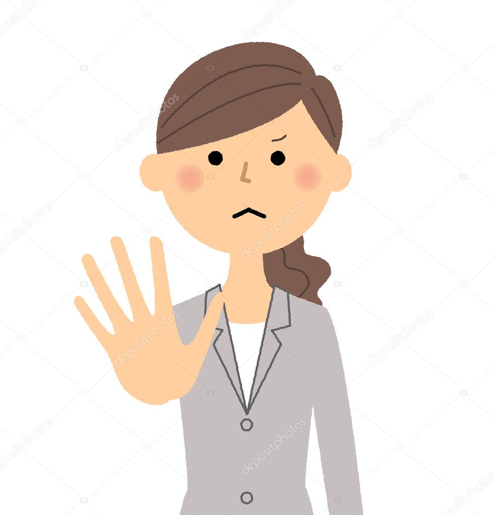 Businesswoman, Restraint/Illustration of a young businesswoman to stop it.