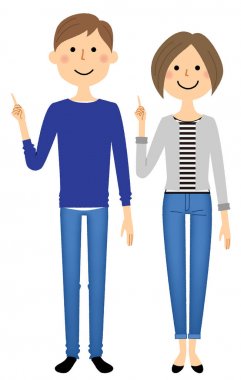 Genç çift, parmak işaret / genç bir çiftin bir parmak işaret gösteren bir örnek bulunmaktadır.