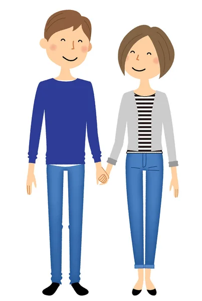 Junges Paar Halte Händchen Ist Eine Illustration Eines Jungen Paares — Stockvektor