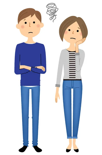 Jeune Couple Soyez Troublé Est Une Illustration Jeune Couple Qui — Image vectorielle