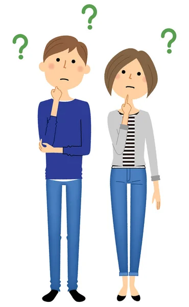 Young Couple Question Illustration Questionable Young Couple — Stock Vector