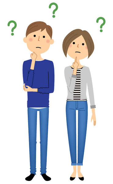 Young couple, Question/It is an illustration of a questionable young couple.