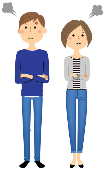 Young couple, Anger/Illustration of an angry young couple.