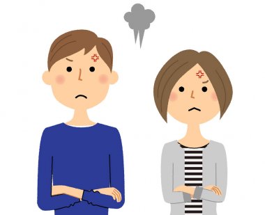 Genç çift, öfke/illüstrasyon öfkeli bir genç çiftin.