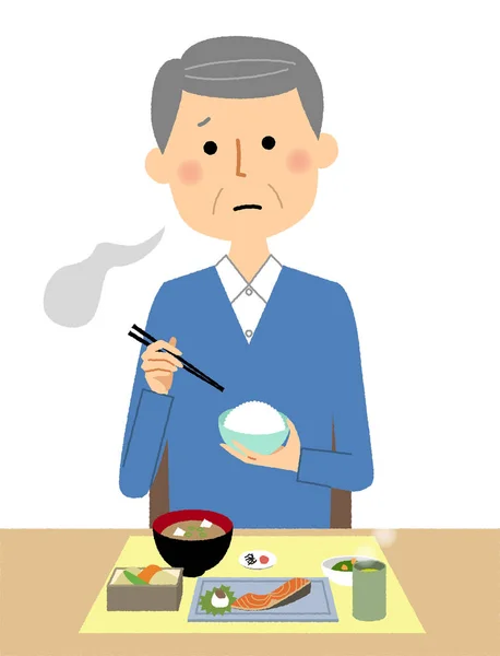 拒食症の高齢男性 それは拒食症の老人のイラスト — ストックベクタ