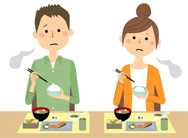 若いカップル 摂食障害 拒食症の若いカップルのイラスト — ストックベクタ