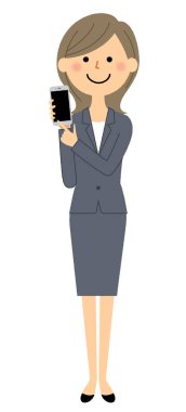İş kadını, telefon / akıllı telefon ile bir takım elbise bir kadın çizimi.
