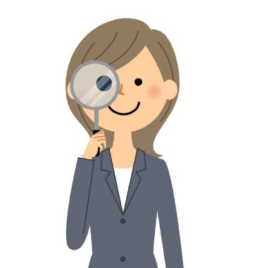 İş kadını, Büyüteç camı/illüstrasyon Büyüteç bakarak bir takım elbise içinde bir kadın.