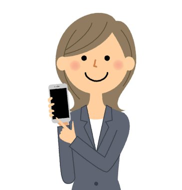 İş kadını, telefon / akıllı telefon ile bir takım elbise bir kadın çizimi.